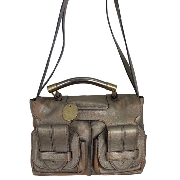 Vintage Chloe Saskia Purse in Silver Leather with Patina Effect Magnetic Closure - Picture 1 of 9